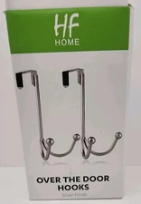 Sleek 2-Pack Silver Metal Double Hooks Organizer for Coats & Hats, Easy Install