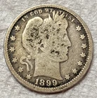 1899 BARBER QUARTER 25C NO MINT MARK PHILIDELPHIA SILVER CIRCULATED LIBERTY HEAD