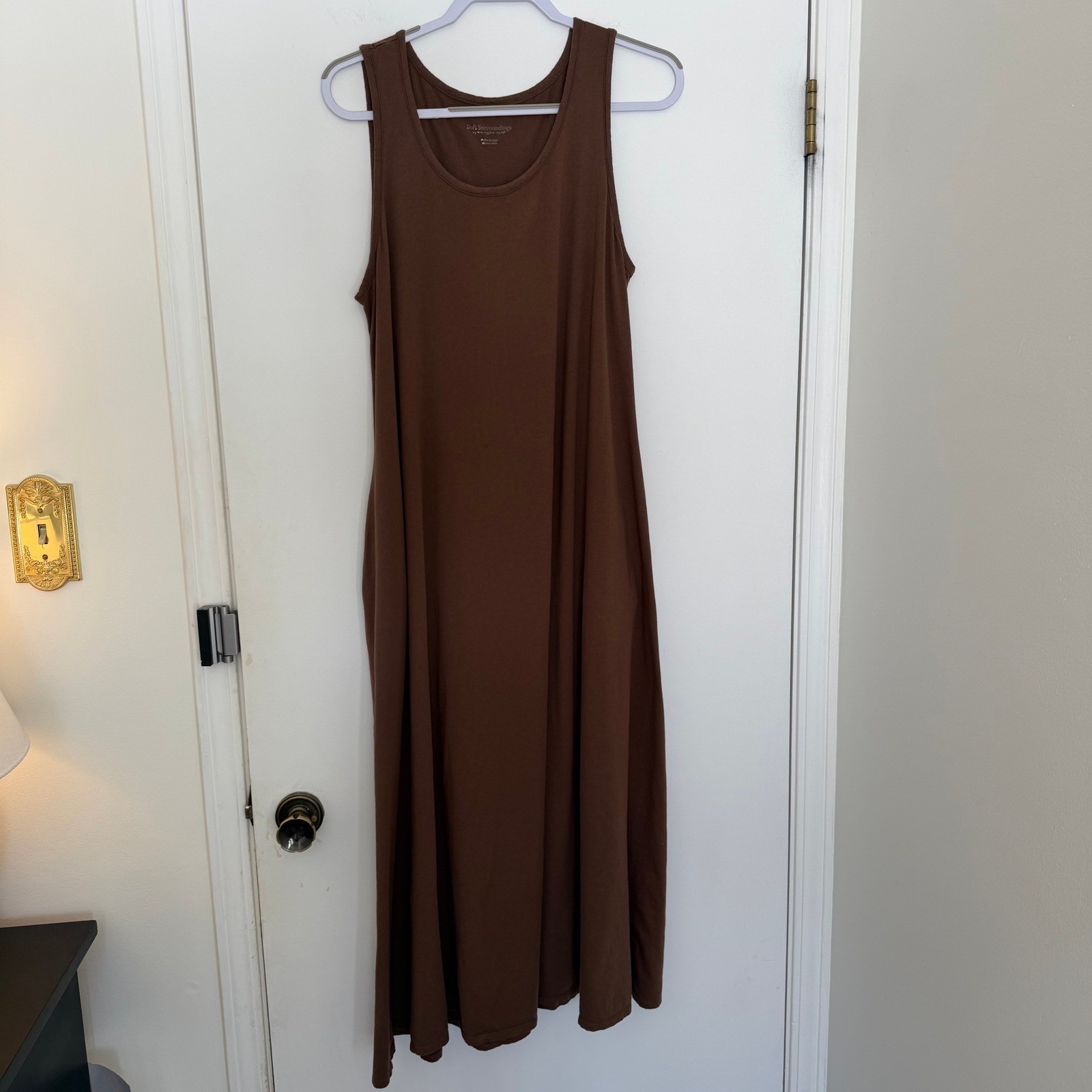 Soft Surroundings Brown Sleeveless Maxi Dress Petite XL Pockets