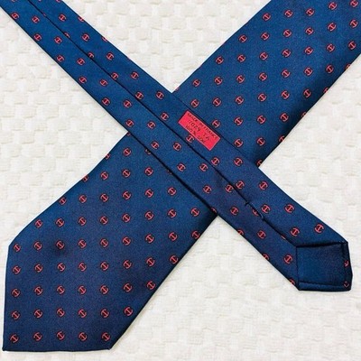 Hermès Tie H Logo Shine D'Ancre Style 100% Silk Made in France