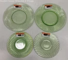 Vintage Green Depression Glass Plates 4ct