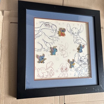 Disney DLP Stitch Sketch gerahmt 5 Pin Set Disneyland Paris LE 1200