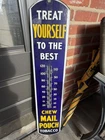Vintage Original Chew Mail Pouch Tobacco 39" Porcelain/Metal Thermometer Sign