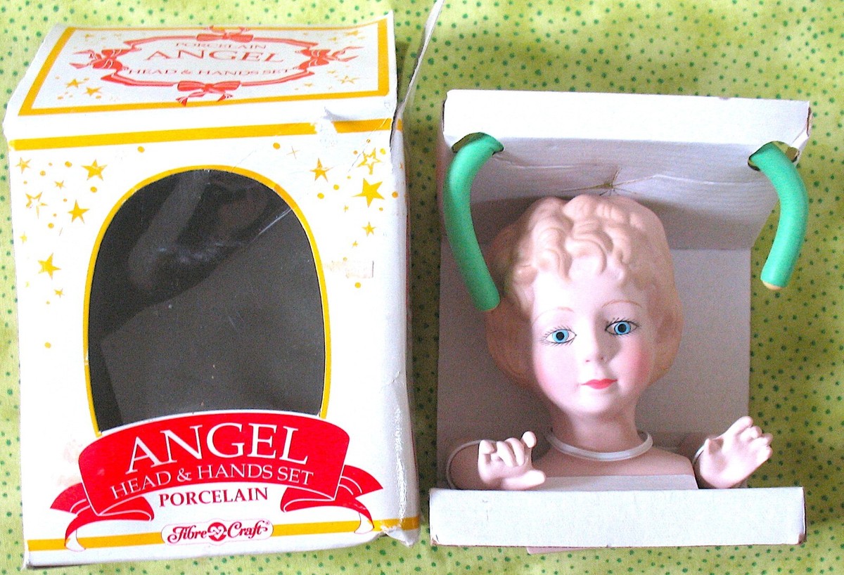 Vintage Porcelain Angel Doll Head Hands Set Fibre Craft 1991