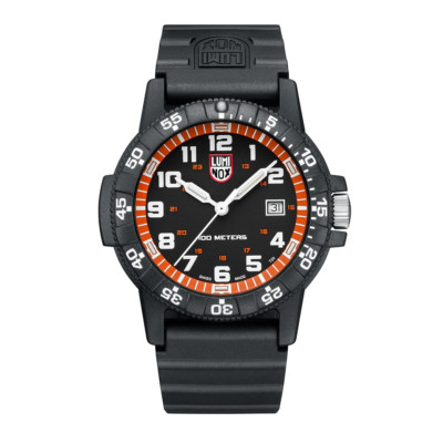 Luminox Men's 44mm Leatherback Sea Turtle Orange Black Dial Watch XS.0329.1