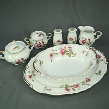 Ucagco China Set 9 Pieces Serving Set Platter, Bowl S/P Shakers, Creamer, Sugar
