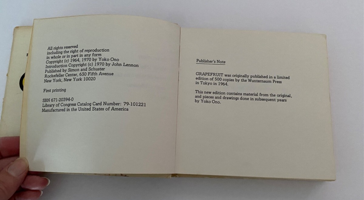 額装品/Dream Come True Pomelo 1970/オノ ヨーコ YOKO ONO - GRAPEFRUIT - HARDCOVER BOOK RARE UK 1970 EDITION