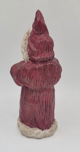 Old World Santa Figurine Father Christmas St Nick Folk Art Carved Wood Look 7" H - Picture 4 of 7