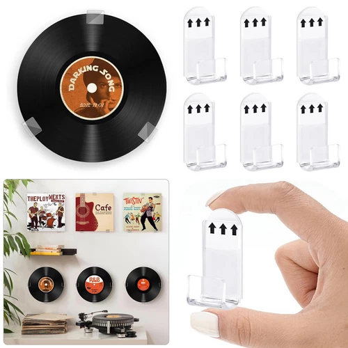 12pcs Vinyl Record Wall Mount Display Shelf Self Adhesive Clear Acrylic Holder Q - Picture 6 of 13
