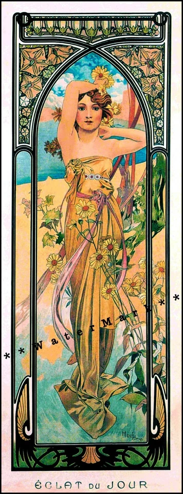 Brillo del día 1899 Tiempos del día impresión de póster vintage Art Nouveau Mucha Foto 4 de 4