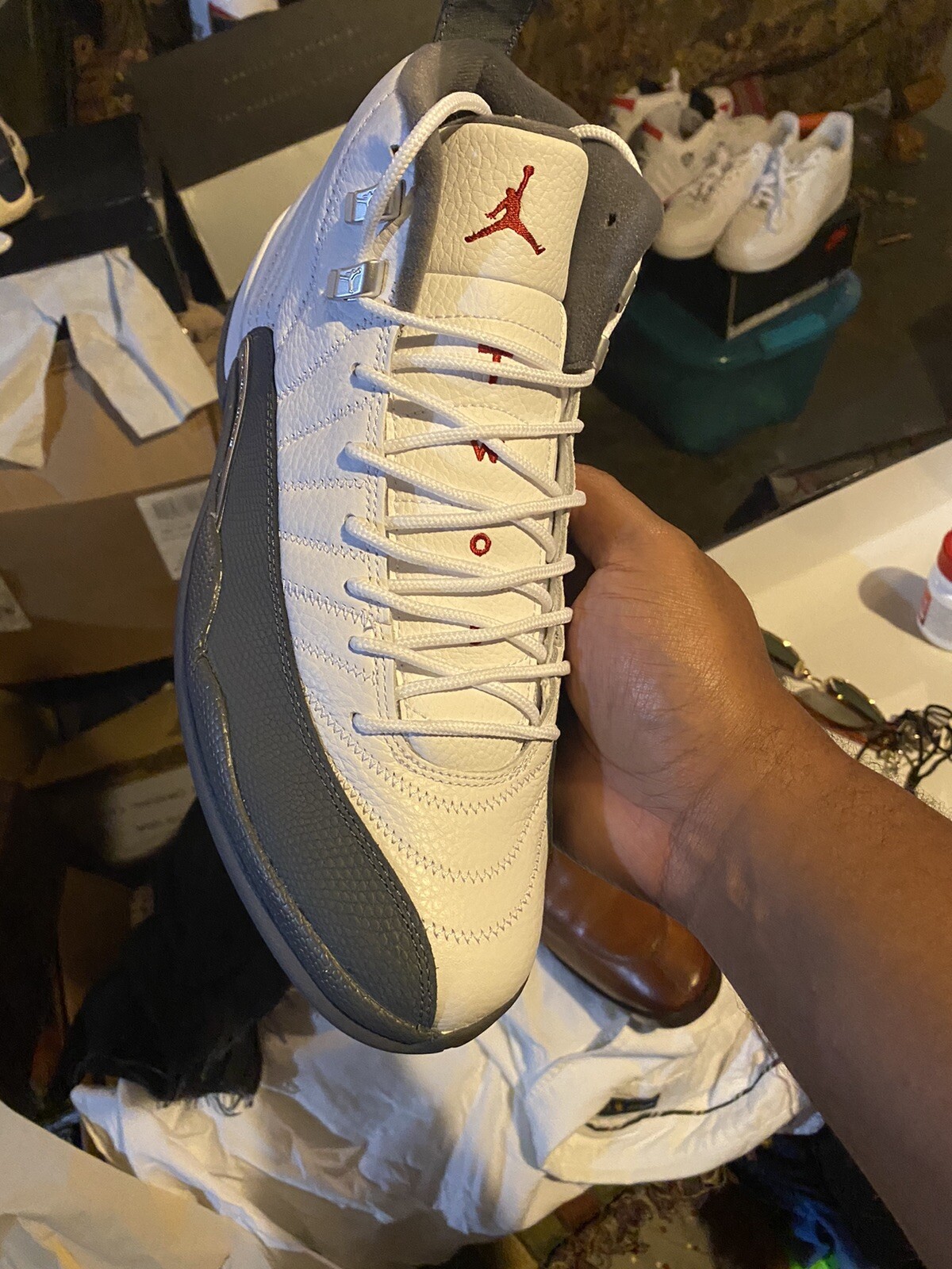 aj 12 white grey