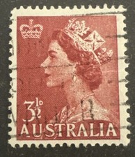 1953-56 Pre-Decimal Queen Elizabeth II 3 1/2d Red Stamp FU No WMK