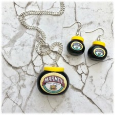 Novelty Polymer Clay Marmite Pendant/Earring set with 20" silver plated chain