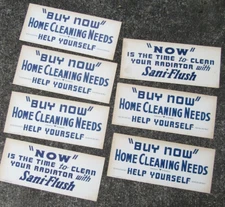 vintage service station advertisement cards RADIATOR cleaning SANI-FLUSH 11x4.5