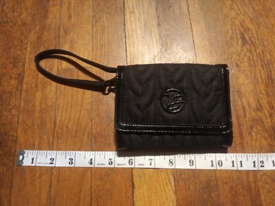 Vera Bradley Snap Wristlet Wallet Black White Wrist Strap Coin  pouch