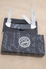 Things Remembered Pocket Knife In Box Engraved IM. BLACK PEARL SOWBELLY 3 BLADE