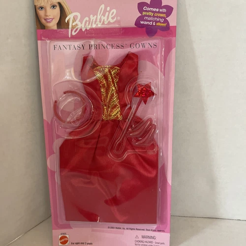 Vintage New In Package 2001 Barbie Fantasy Princess Gown & Accessories Red 47605