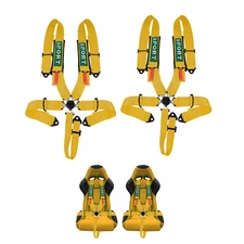 2X 5 Point Safety Seat Belt Quick Release Racing Harness ATV UTV GO Kart Yellow