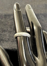 Vintage STERLING SILVER 925 Embossed Dome 3mm Band Ring Size 6.75 - 3.7 G