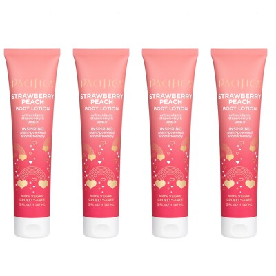 Pacifica Strawberry Peach Body Lotion, Vegan Cruelty Free 5 fl oz Made in USA