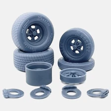 1/24 Resin 15x4 & 15x10 Cragar SS Wheels, Hoosier Tires, and Brake Set