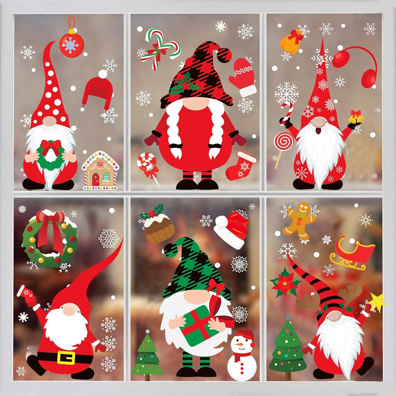 Funnlot Christmas Window Clings 316PCS Red
