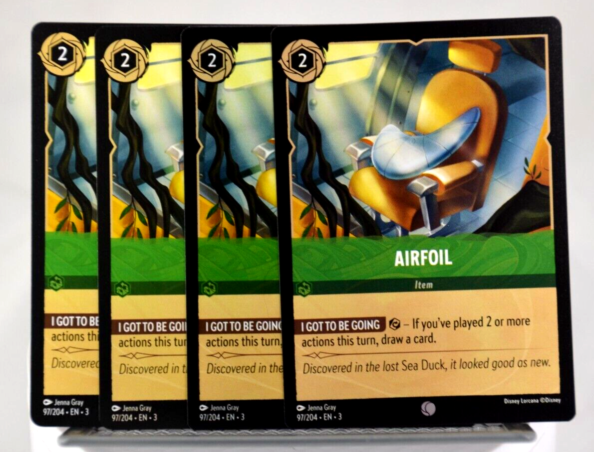 lorcana into the inklands card values Disney Lorcana TCG Into the Inklands Airfoil 97/204 Common x4