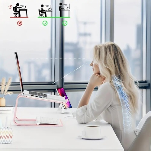 Laptop Stand Portable Computer Stand Riser Desktop Metal Base 11-15.6"(Black) - Afbeelding 5 van 8