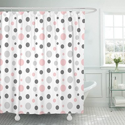 Shower Curtain Geometric Pink Gray White Modern Polka Dot Pattern Retro Waterpro