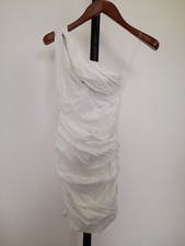 House of CB Off White Bodycon One Shoulder Stretch Stitch Detail Dress Size XS