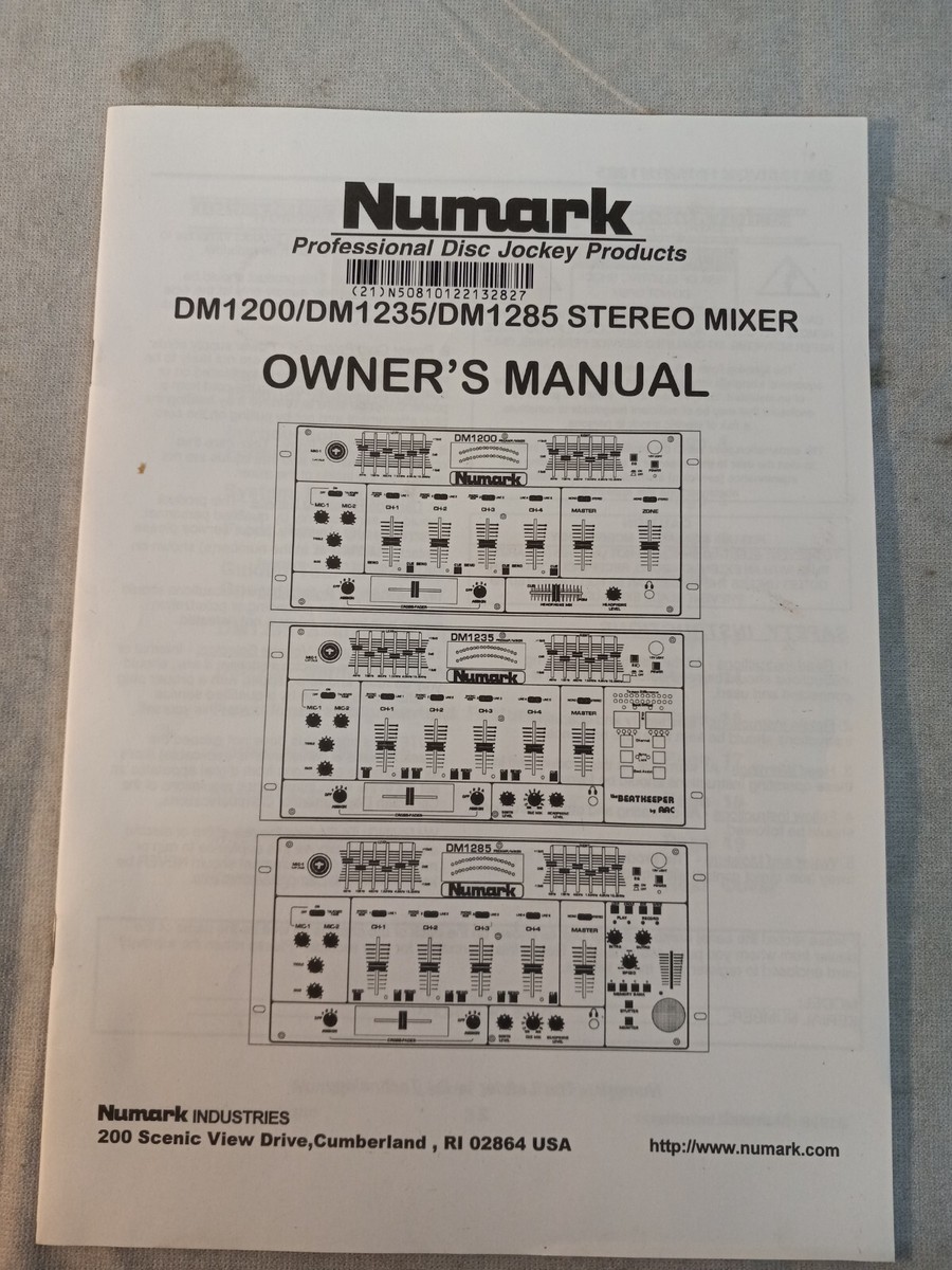 NUMARK DM1200/1235/1285 Stereo Mixer OWNERS MANUAL | eBay