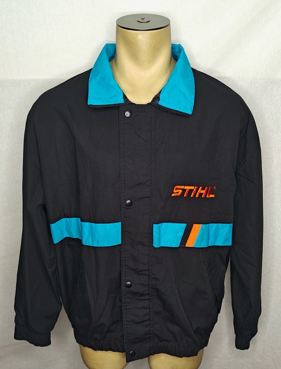 Vtg 80s 90s Mens Stihl Chainsaw Canada black & blue zip & snap