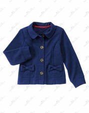 Gymboree Girls Bow Pocket Gym Navy Fleece Jacket Sz XS, S New