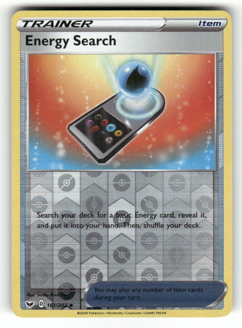 Pokemon TCG SWSH01: Sword & Shield Base Set #161/202 Energy Search Reverse Holo