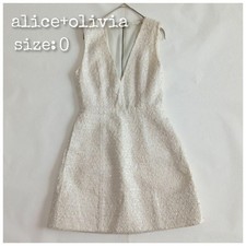 alice+olivia V-Neck Sleeveless Tweed Mini Dress