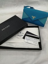 Prada Saffiano Leather Envelope Shape Wallet Shoulder Bag
