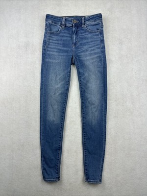 Women's American Eagle Super Hi-Rise Jegging Skinny Jeans Blue Size 2R
