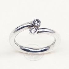 Sz 8.5, Vtg Sterling Ring, 925 Silver Handmade Engagement Band Ring W/ CZ,