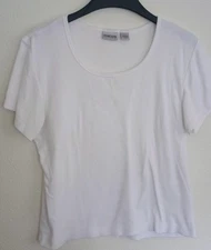 Chico’s Tee Scoop Neck Short Sleeve 100% Cotton Basic White Staple Sz 2 (Large)
