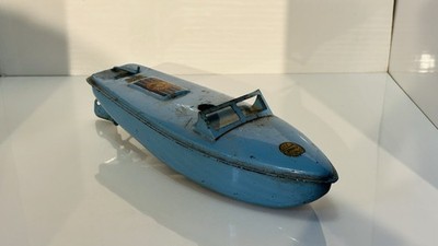 Sutcliffe Models Clockwork Tin Plate Motor Boat - Comet - Blue - Untested