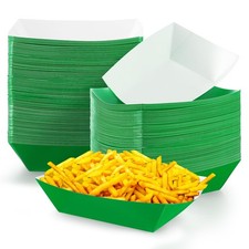 100 Pcs Paper Food Trays Boat 3lb Disposable Nacho Trays Kraft Paper for Taco...