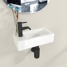 Bathroom Wash Basin Sink Wall Hung Cloakroom Ceramic Countertop Sink White