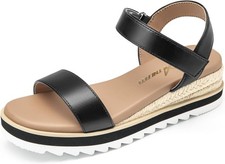 Girls Platform Wedge Sandals Open Toe Espadrille Sandals Ankle Strap Dress Shoes