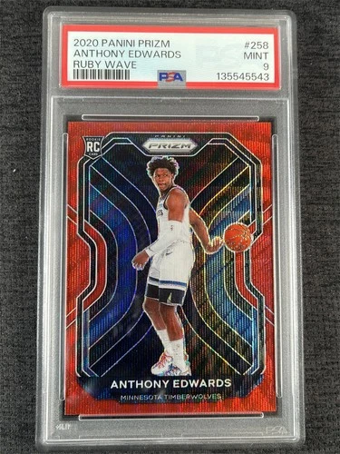 2020-21 Panini Prizm Basketball Anthony Edwards RC Rookie Red Wave Prizm PSA 9