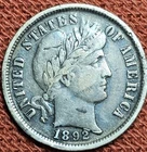 1892 O Barber Dime Silver 10C Coin F/VF
