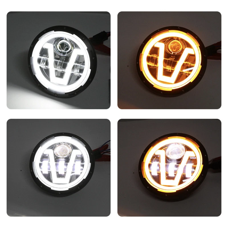 Par de faros LED redondos de 7" alto/bajo Fit Porsche 911 912 914 924 928 944 DOT negro Foto 2 de 4