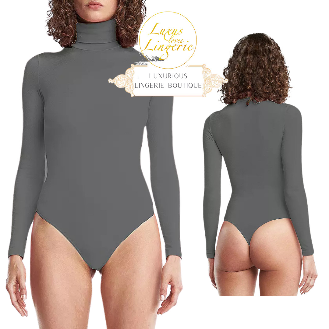 Colorado String Body By Wolford S Pewter Gray Roll Neck Long Sleeve Gloss
