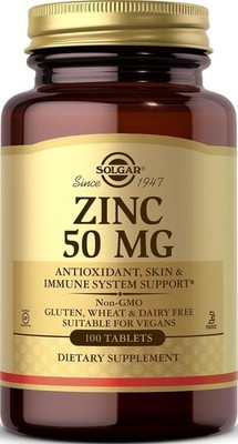Solgar Zinc 50 mg, 100 Tablets - Zinc for Healthy Skin, Taste & Vision