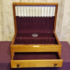 Vintage Wooden Nobility Plate Canteen Flatware Box Chest with Drawer Repurpose