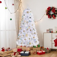 Artificial Christmas Tree 6-foot Snow Flocked 845 Branches 300 Lights Holiday